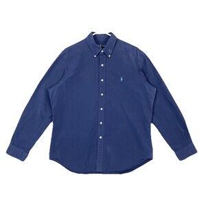 Ralph Lauren Mens Large Oxford Shirt Navy Blue Button Down Classic Casual Preppy